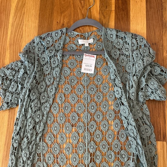 Rebellion Women’s Green Crochet Cardigan Size L - Picture 4 of 7